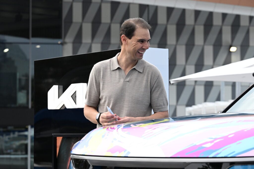 Rafael Nadal returns at the 2026 Australian Open