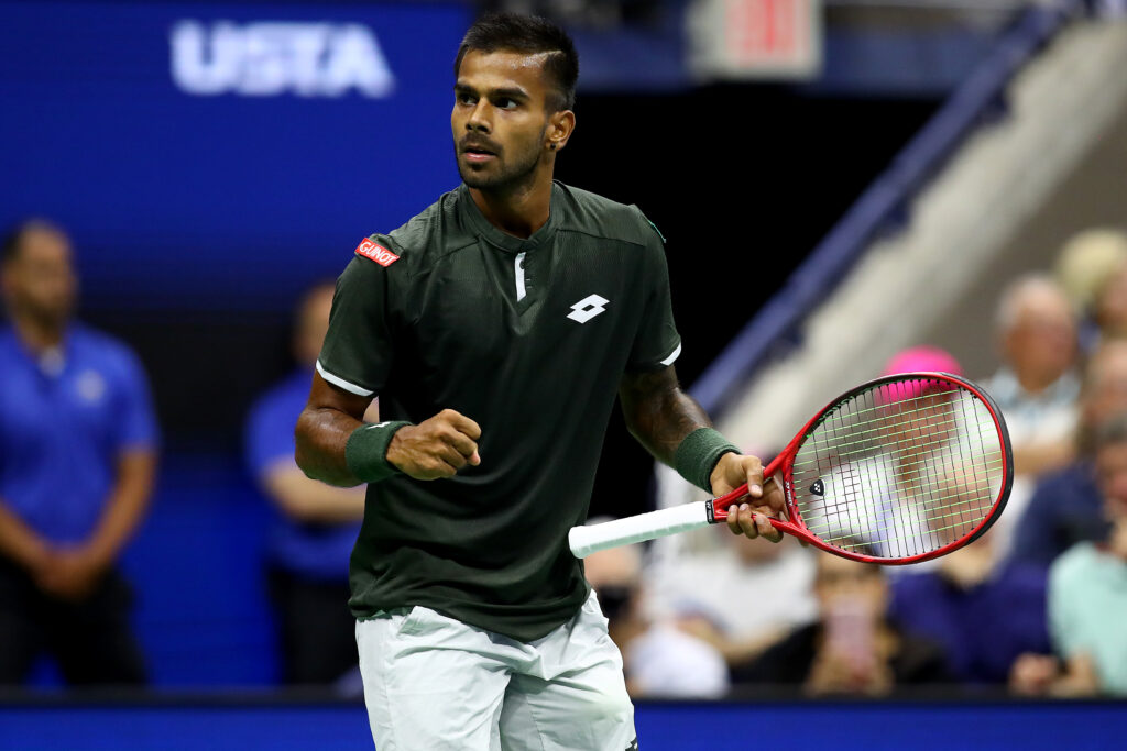 Sumit Nagal reacts at the US Open.