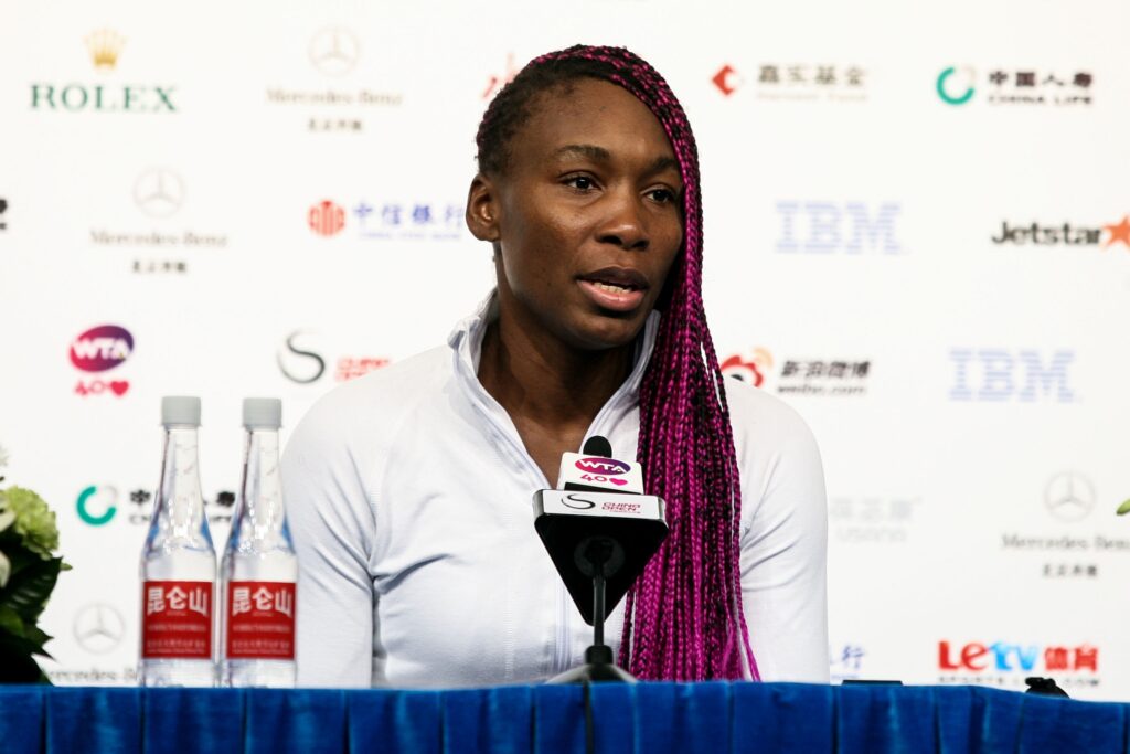 Venus Williams speaks during her press conference at the 2013 China Open.