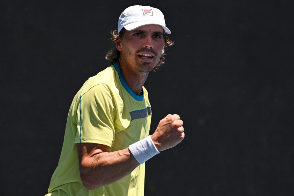 Patrick Kypson reacts after winning a point at the 2024 Australian Open.