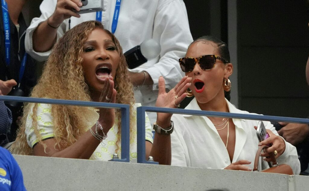 Serena Williams watching the action at the 2024 US Open alongside Alicia Keys.