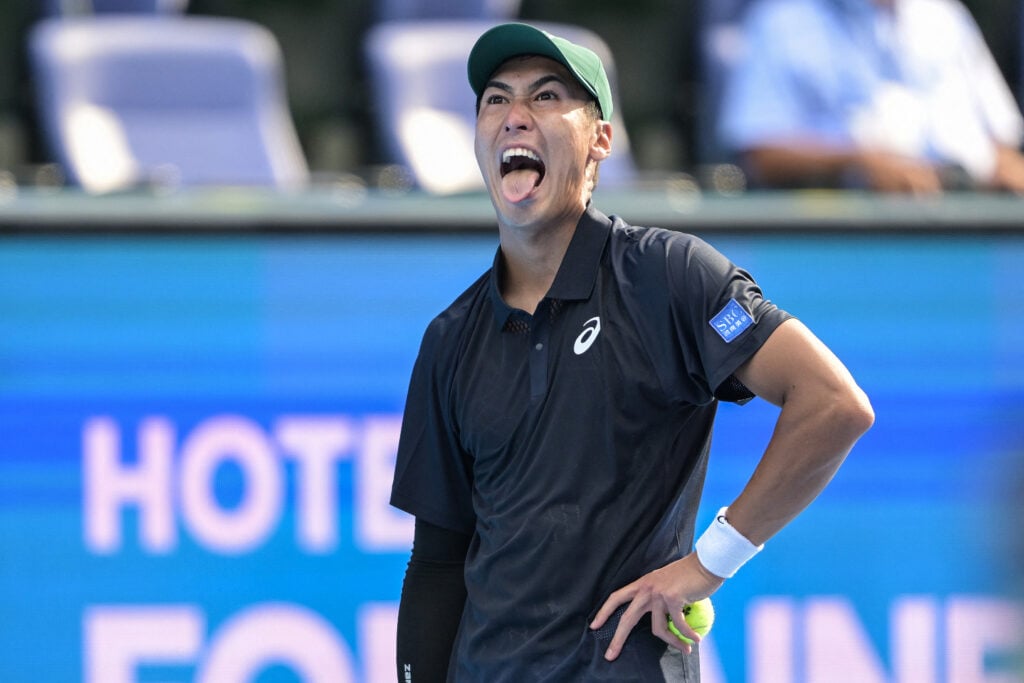 Yosuke Watanuki reacts during the 2025 Japan Open