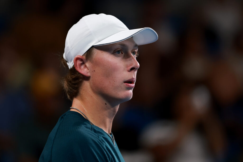 Ethan Quinn looks on during his defeat to Jakub Mensik at the 2026 Australian Open