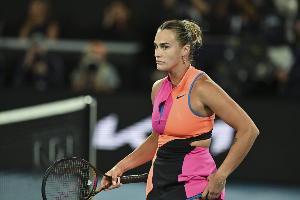 Aryna Sabalenka reacts during the 2026 Australian Open final