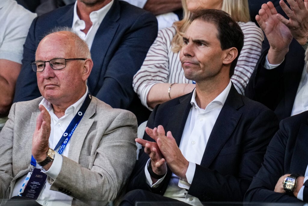 Rafael Nadal watches the 2026 Australian Open men's singles final