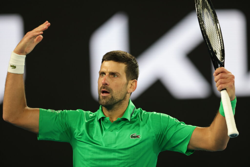 Novak Djokovic reacts during the 2026 Australian Open final