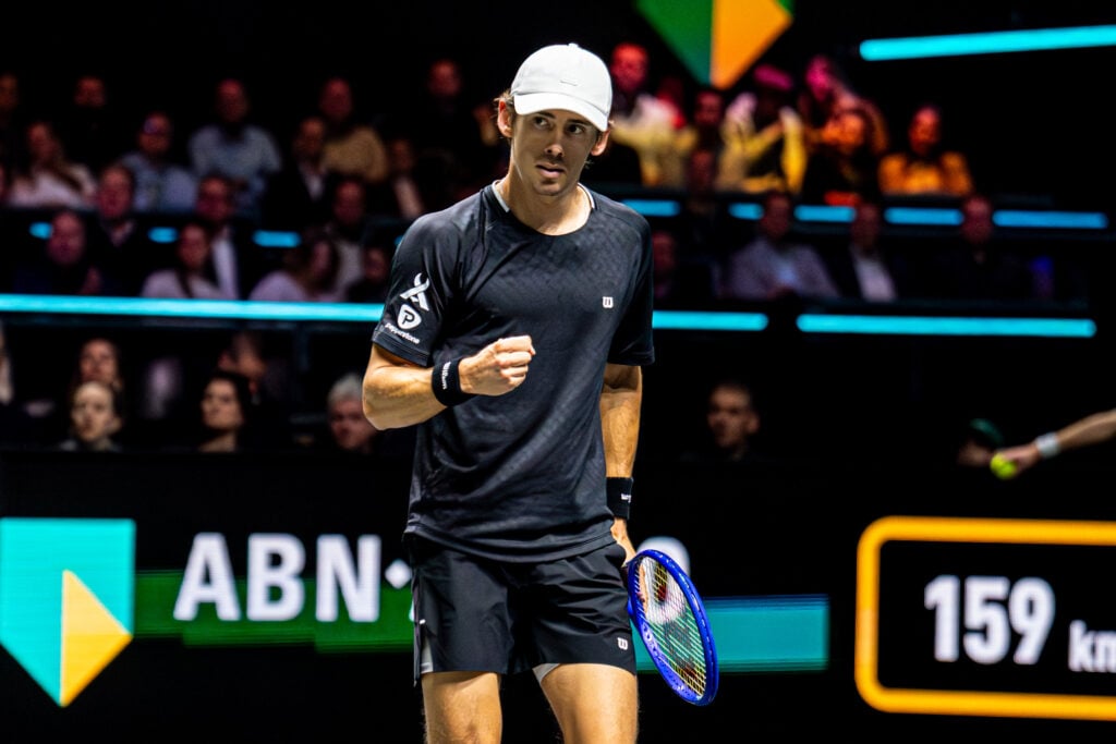 Alex de Minaur celebrates at Rotterdam in 2026
