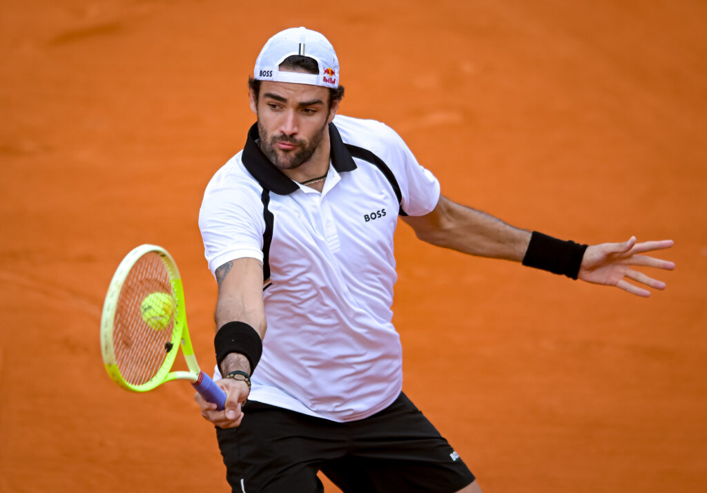 Matteo Berrettini hits a backhand in his match against Vit Kopriva at the 2026 Argentina Open.