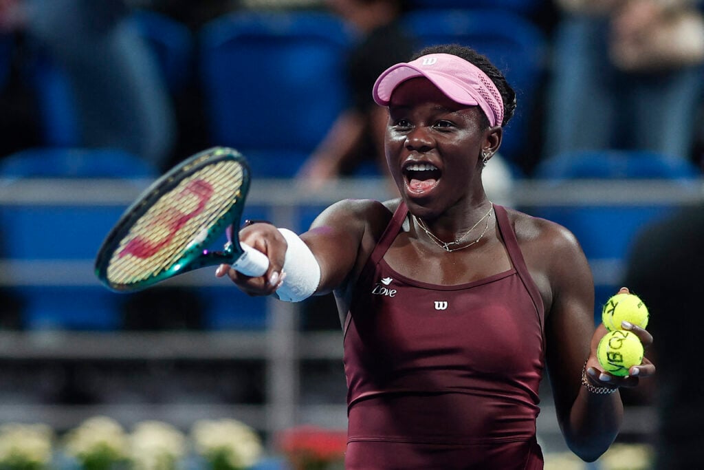 Victoria Mboko celebrates at the 2026 Qatar Open