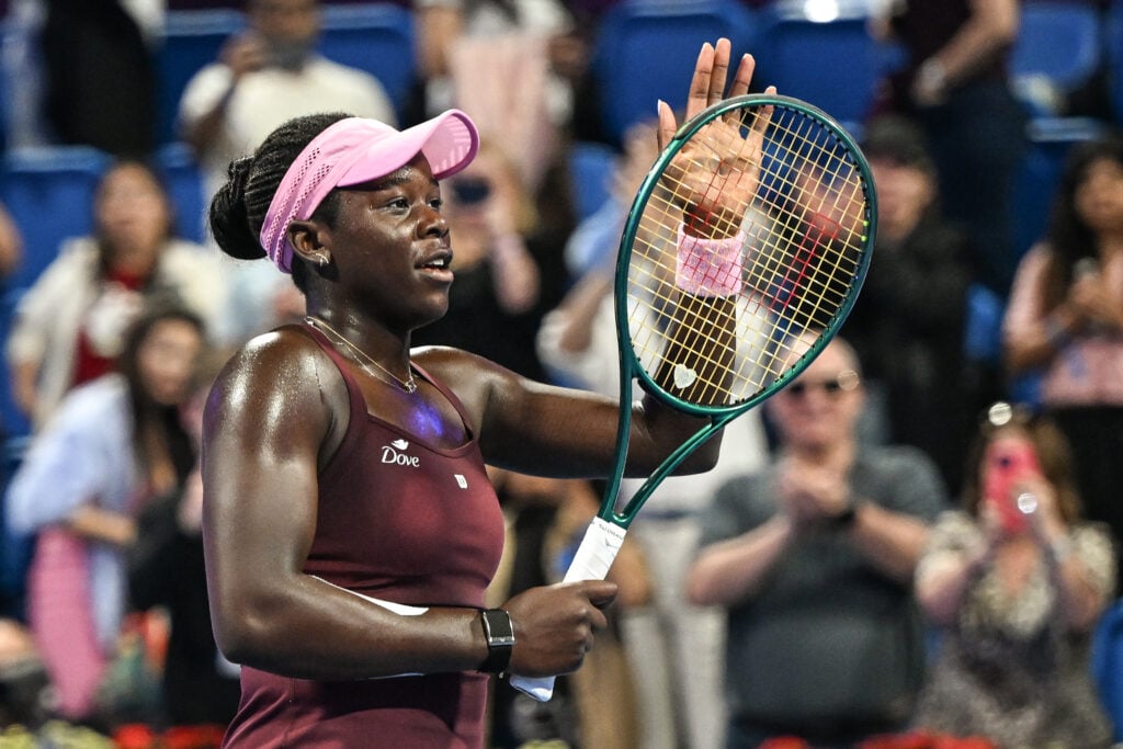 Victoria Mboko celebrates after reaching the 2026 Qatar Open final
