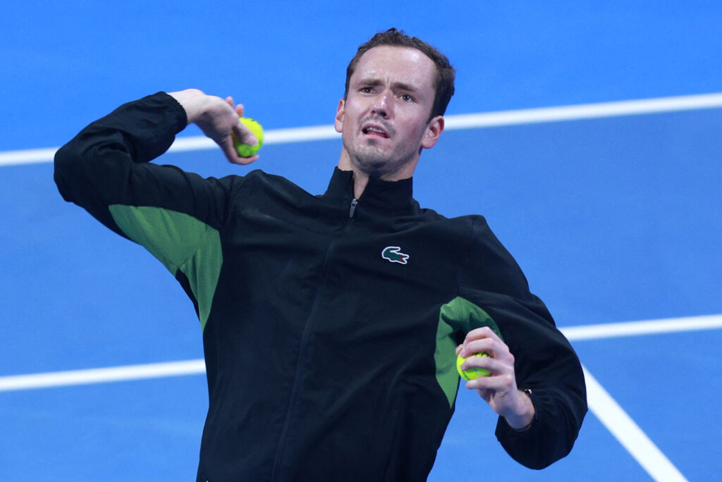 Daniil Medvedev celebrates at the 2026 Dubai Tennis Championships