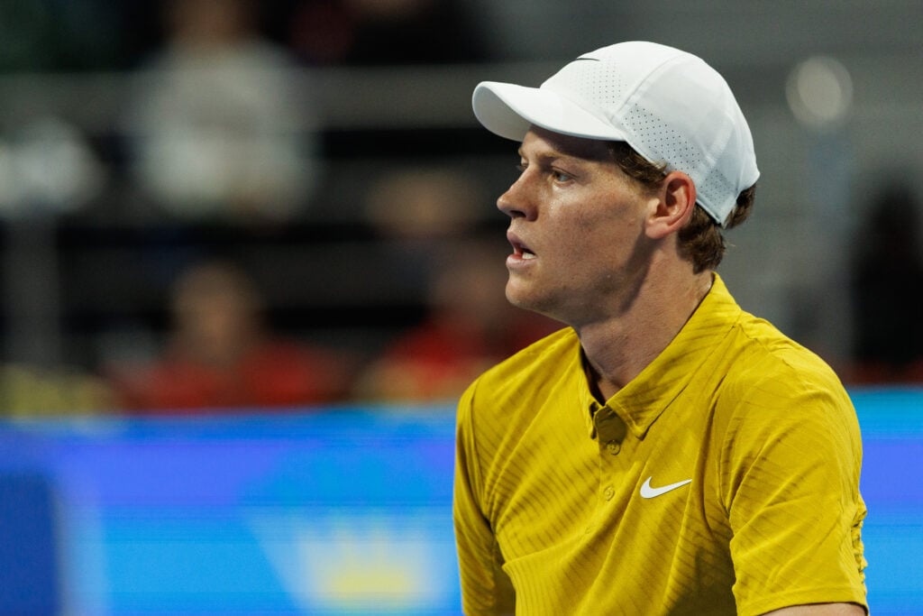 Jannik Sinner reacts during the 2026 Qatar Open