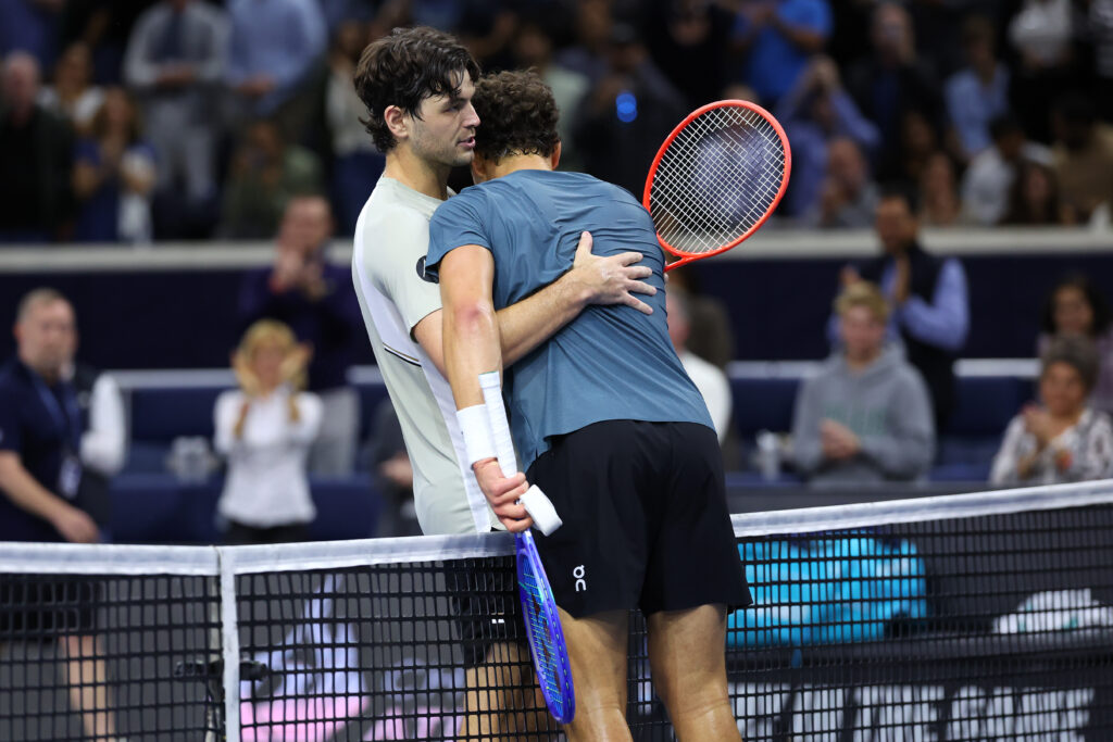 Taylor Fritz and Ben Shelton embrace after the 2026 Dallas Open final