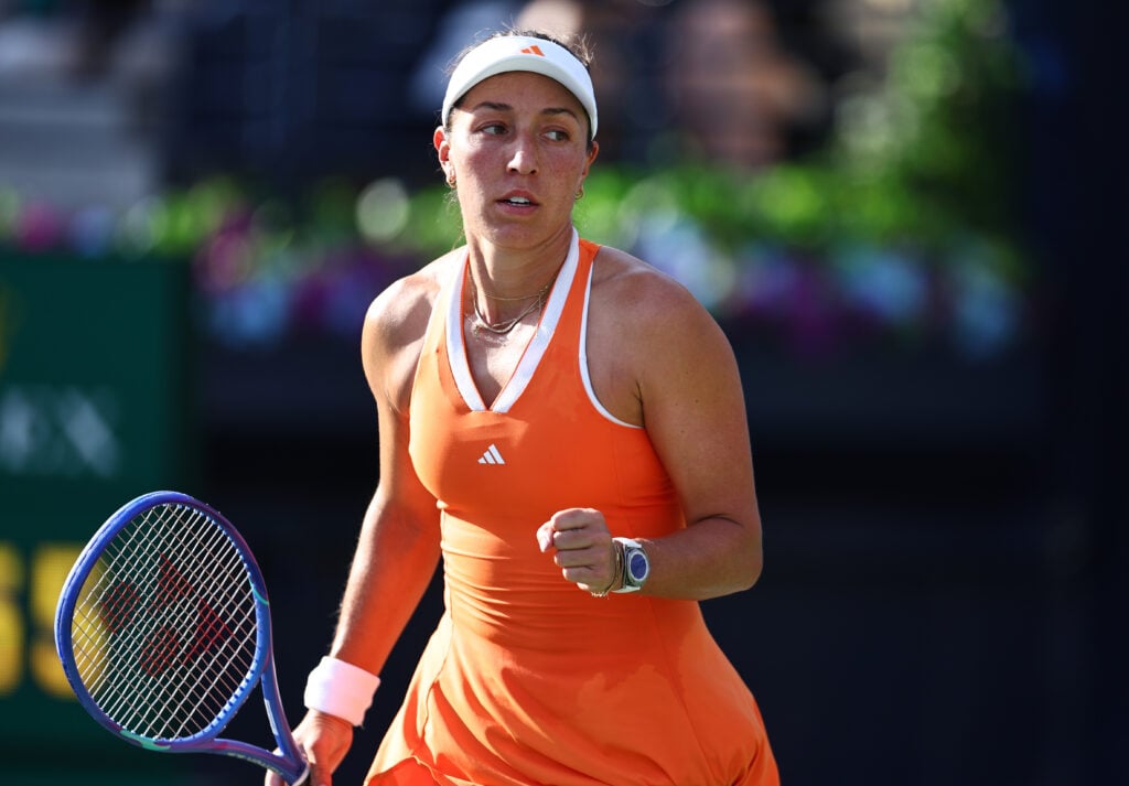 Jessica Pegula reacts at the Dubai Tennis Championships.