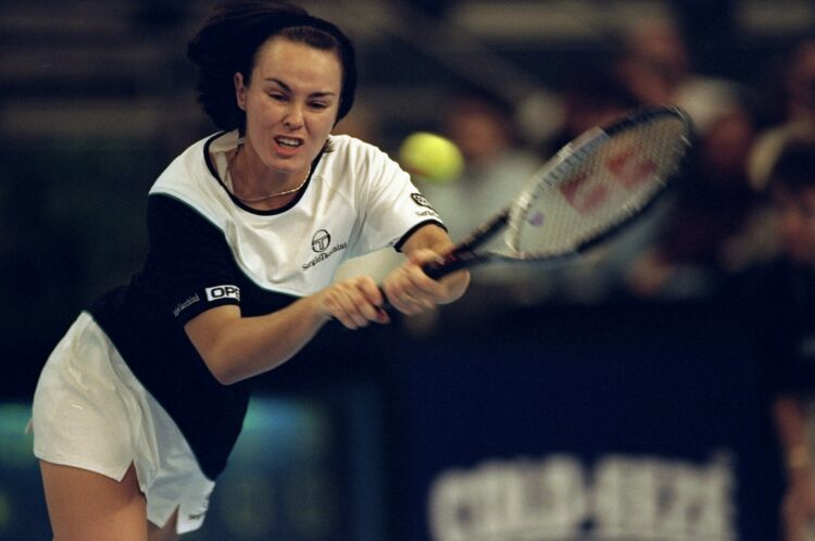 21 Nov 1998:  Martina Hingis of Switzerland in action during the Chase Championships in New York City, New York. Mandatory Credit: Clive Brunskill ...