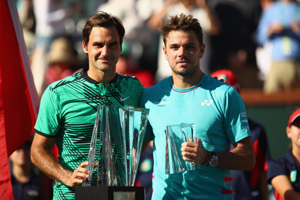 Stan Wawrinka and Roger Federer after the 2017 Indian Wells final