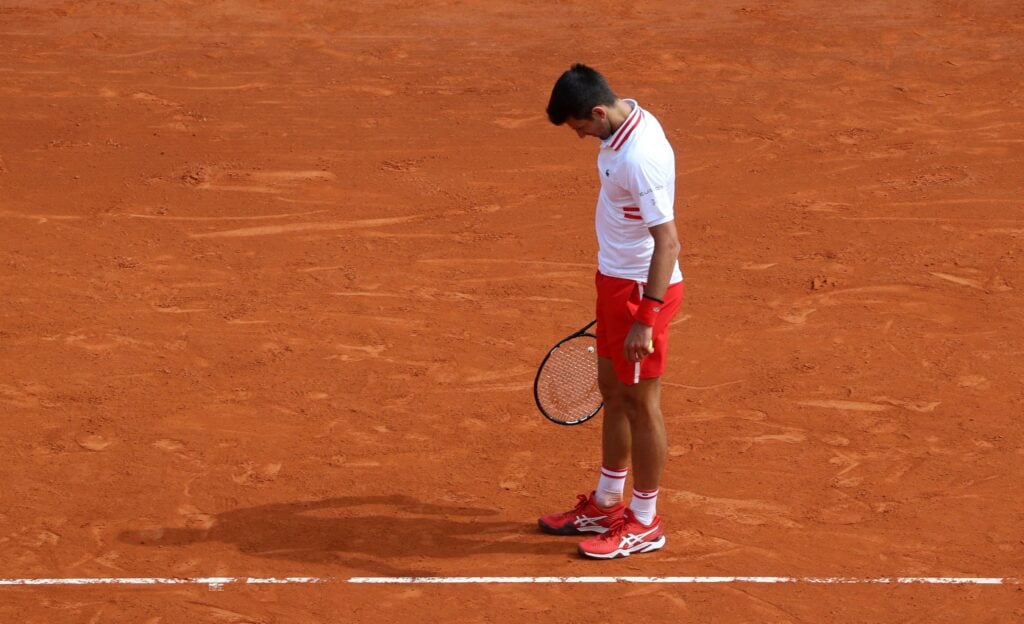 Novak Djokovic appears dejected in Monte-Carlo.