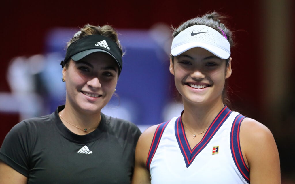 Emma Raducanu and Elena-Gabriela Ruse pictured before their exhibition match at the Royal Albert Hall in 2021.