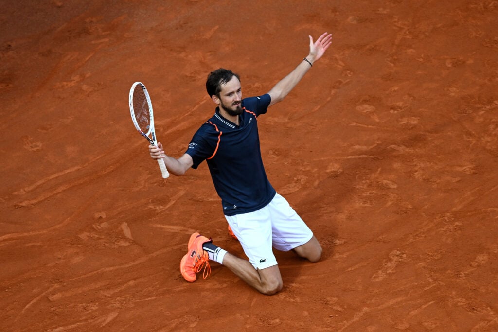 Daniil Medvedev celebrates after winning the 2023 Italian Open
