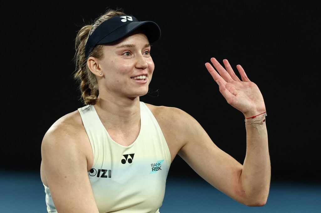 Elena Rybakina smiles after beating Aryna Sabalenka in the 2026 Australian Open final.