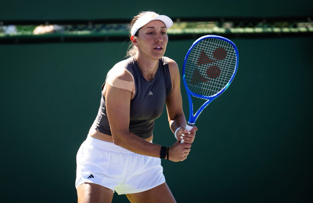 Jessica Pegula during her practice session ahead of Indian Wells in 2026.