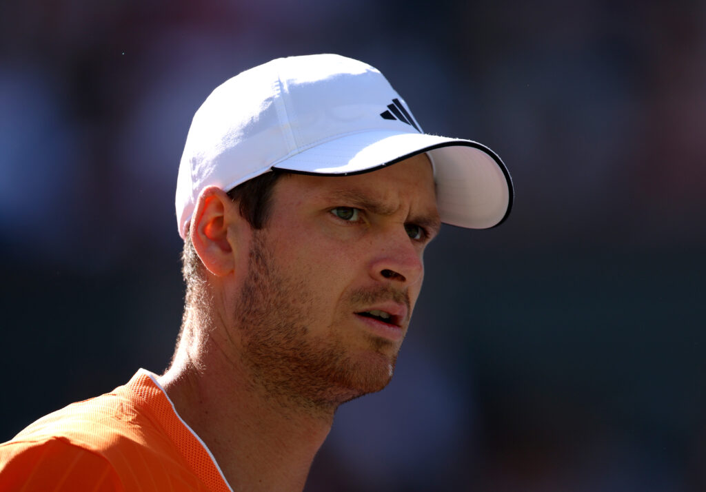 Hubert Hurkacz looks on during his match against Aleksandar Kovacevic at Indian Wells in 2026.