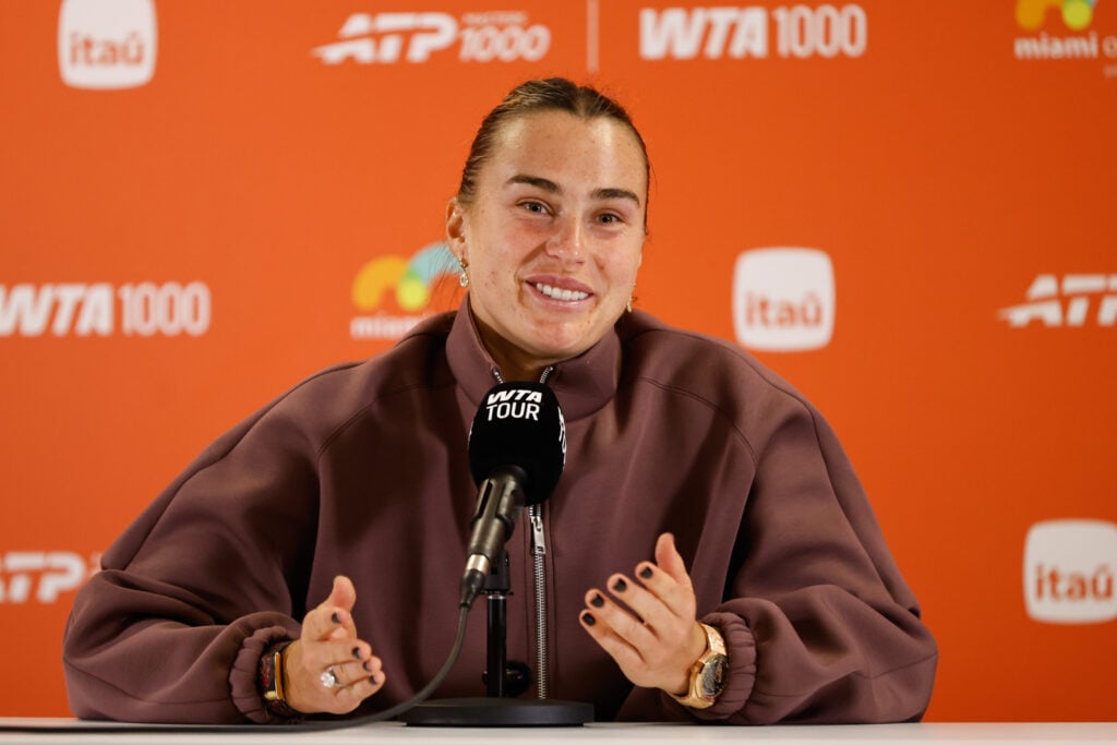 Aryna Sabalenka speaks in her press conference at the 2026 Miami Open.
