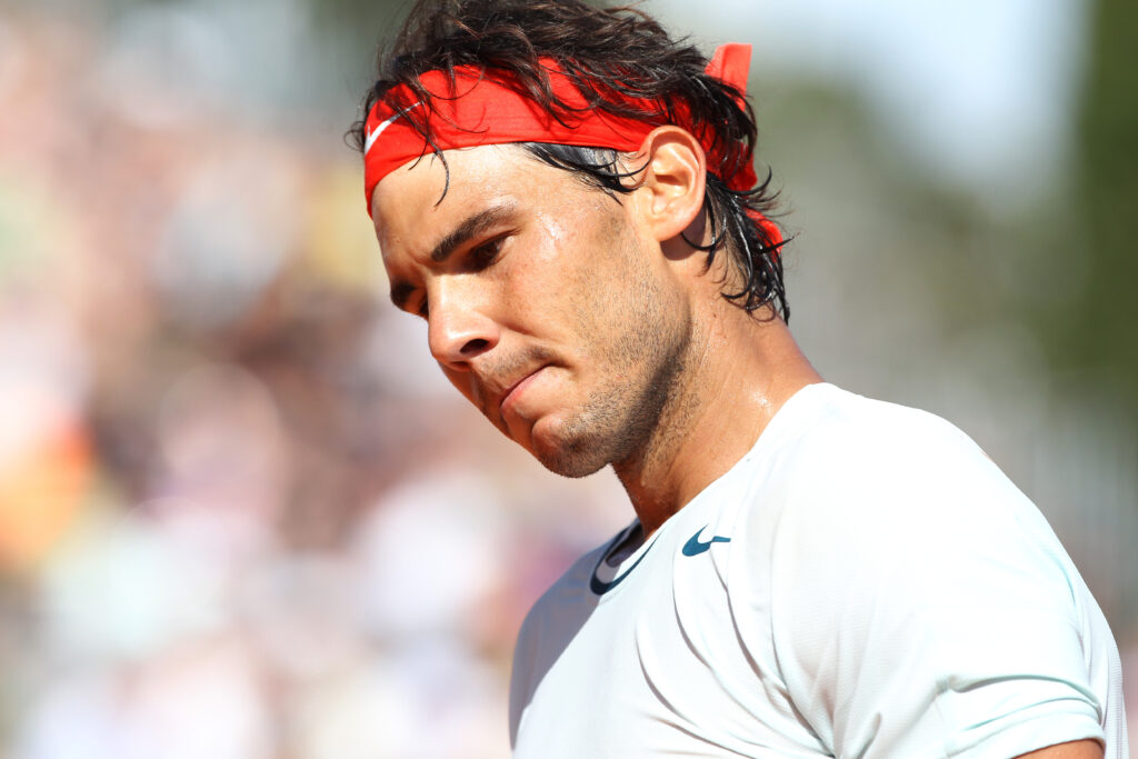 Rafael Nadal looks on at the Monte-Carlo Masters in 2013.