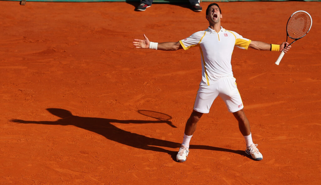 Novak Djokovic celebrates in Monte-Carlo.