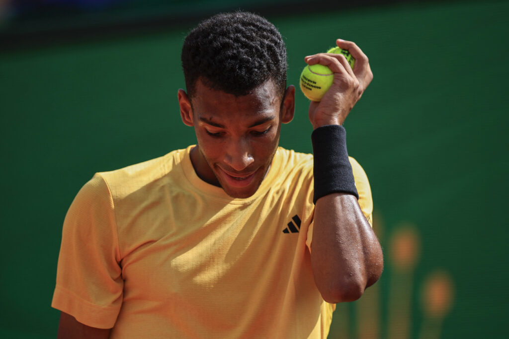 Felix Auger-Aliassime in action during the 2024 Monte Carlo Masters