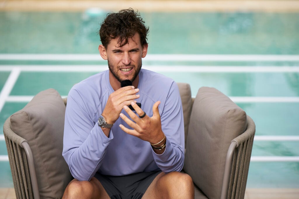 Dominic Thiem speaks to media at the 2024 Mallorca Championships.