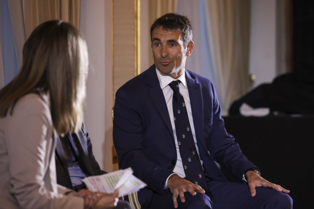 Tournament Director Tommy Robredo speaking at a presentation ahead of the 2026 Barcelona Open.