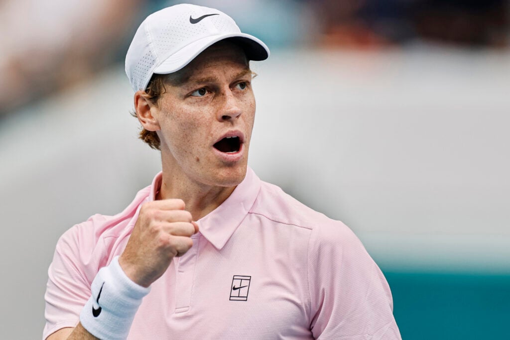Jannik Sinner in action at the 2026 Miami Open