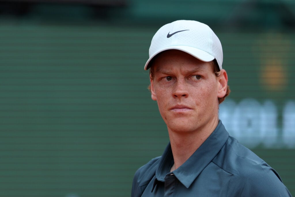 Jannik Sinner looks on during his match at the 2026 Monte Carlo Masters.