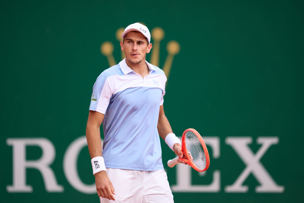 Matteo Arnaldi during his match against Crisitan Garin at the 2026 Monte Carlo Masters.