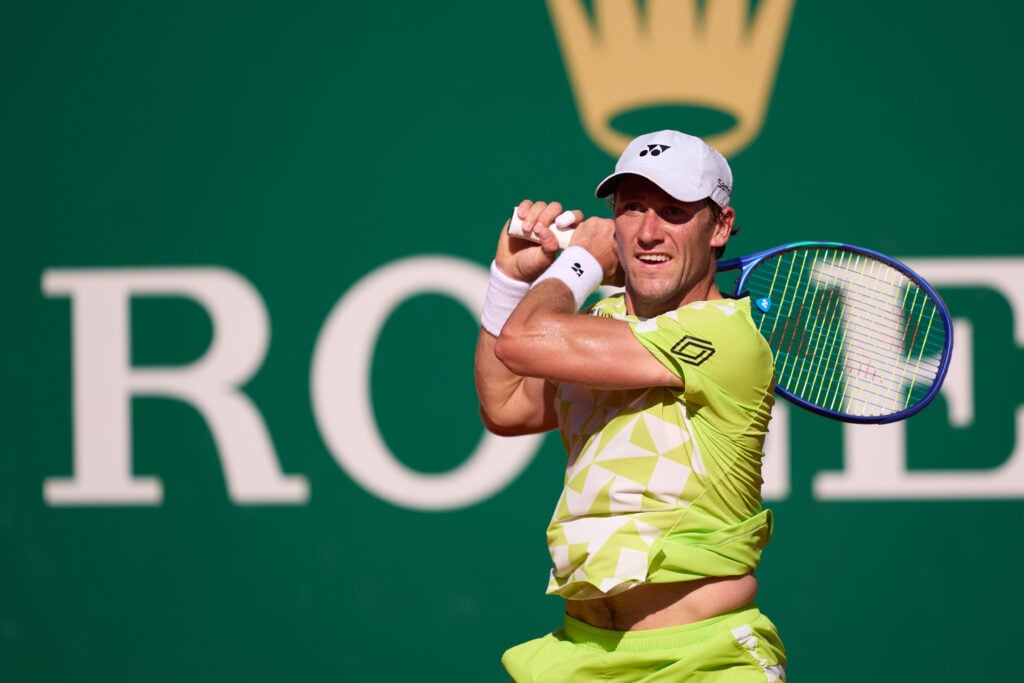 Casper Ruud in action at the Monte-Carlo Masters.