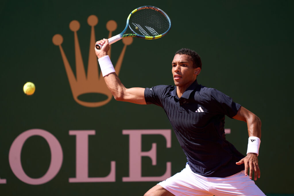 Felix Auger-Aliassime in action at the Monte-Carlo Masters.