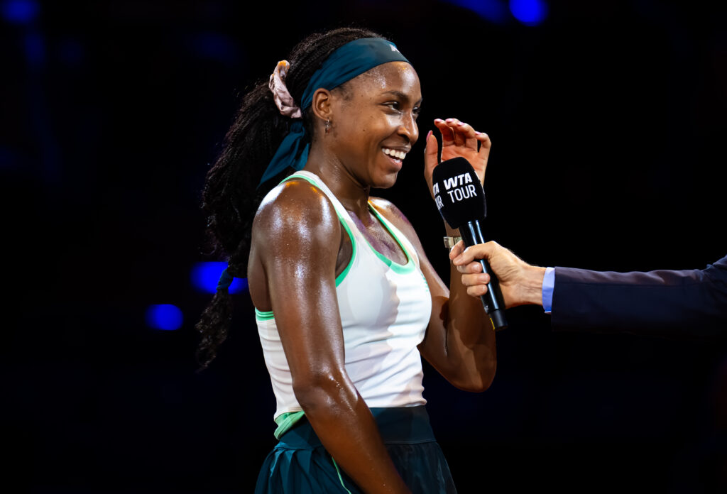 Coco Gauff speaks in an interview.
