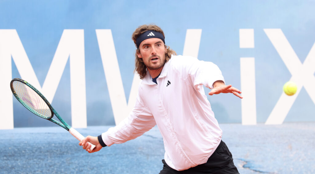 Stefanos Tsitsipas practicing ahead of the 2026 BMW Open in Munich.