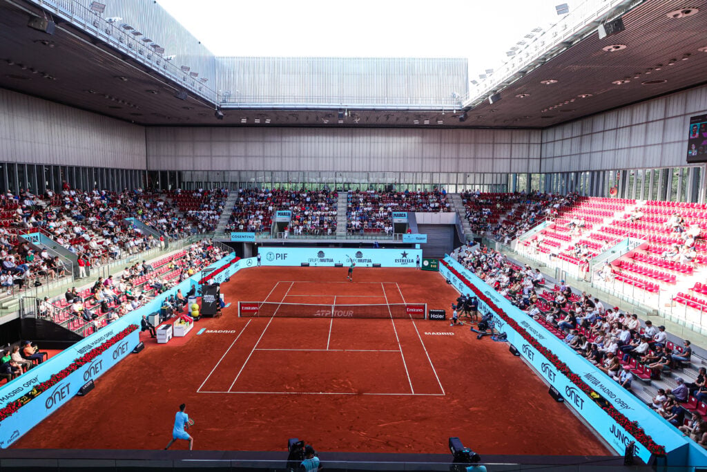 A view of Court Arantxa Sanchez during the match between Hubert Hurkacz and Jaime Faria at the 2026 Madrid Open.