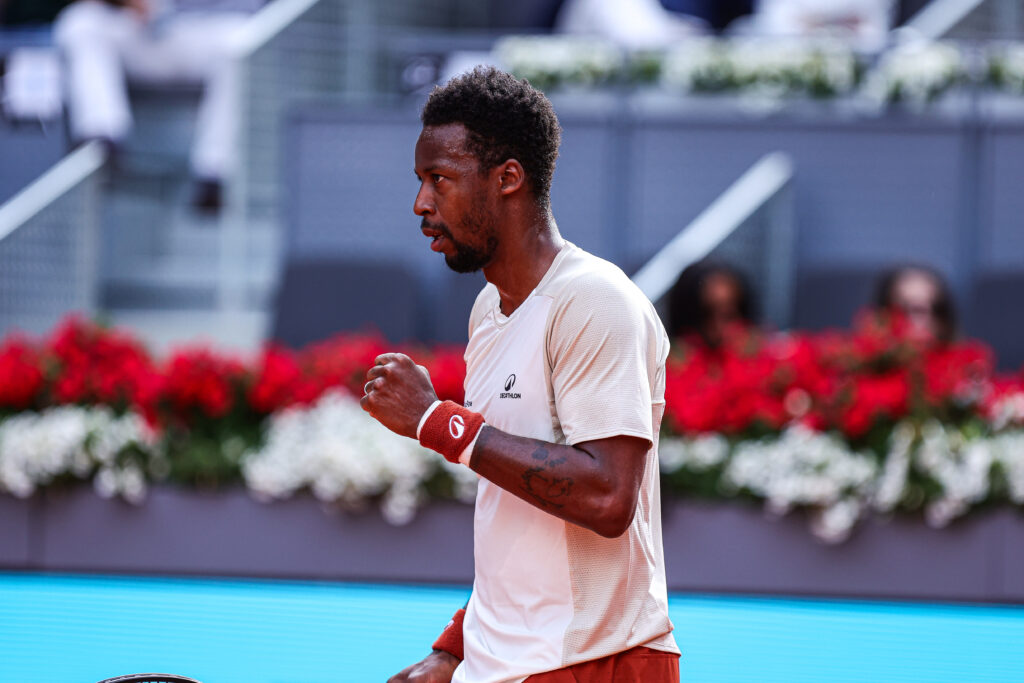 Gael Monfils looks on at the Madrid Open.