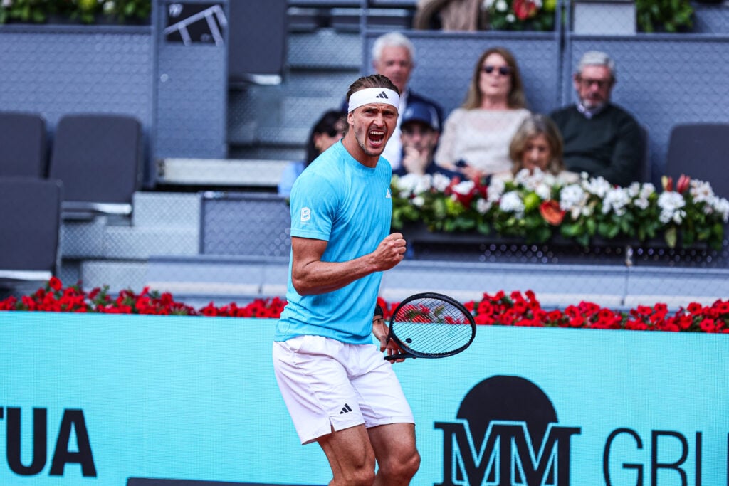 Alexander Zverev celebrates at the Madrid Open.