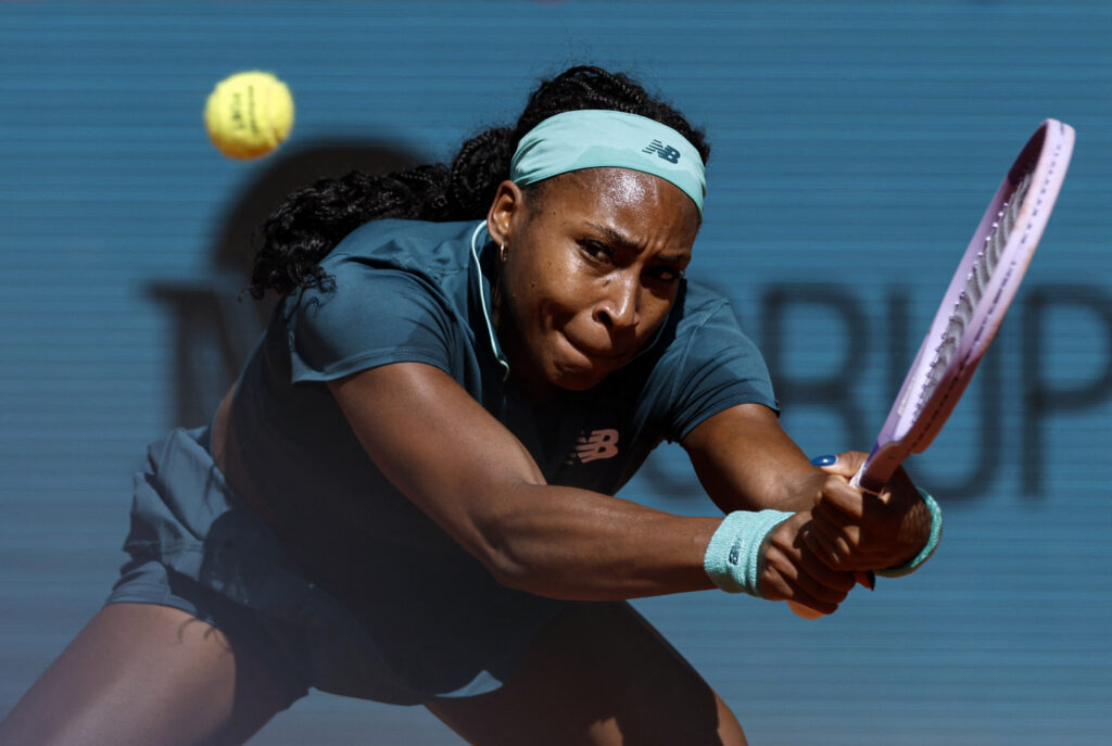 Coco Gauff in action at the Madrid Open.