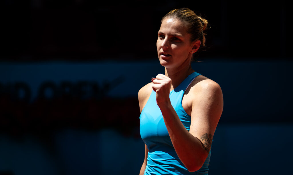 Karolina Pliskova celebrates.