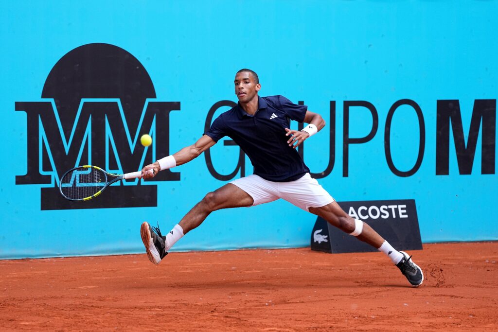 Felix Auger-Aliassime in action at the Madrid Open.