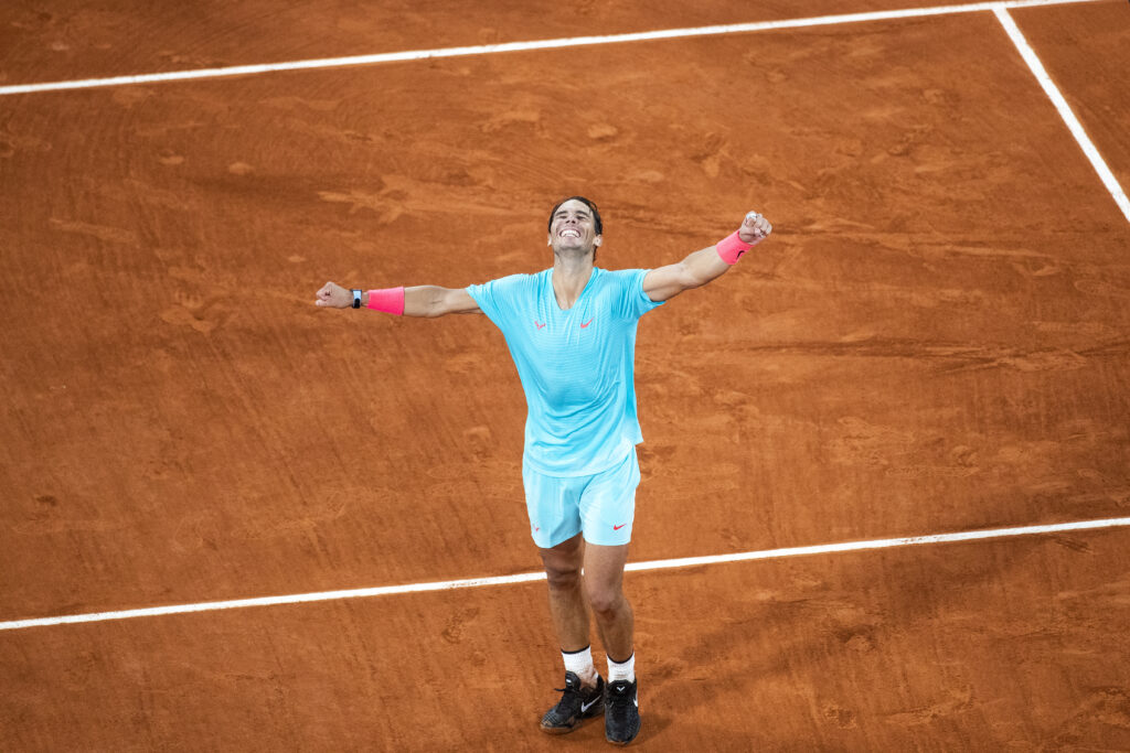 Rafael Nadal celebrates.