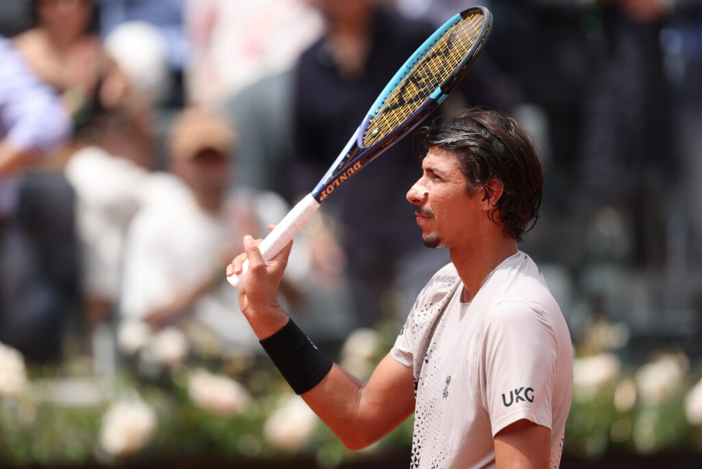 Alexei Popyrin reacts at the Italian Open.