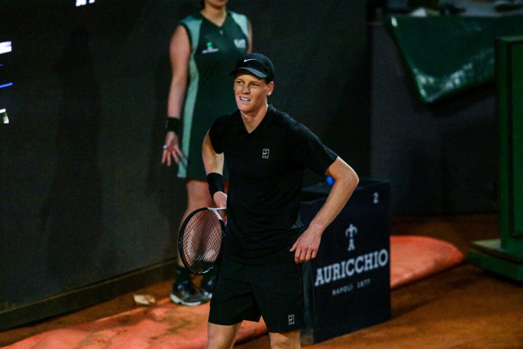 Jannik Sinner reacts in Rome.