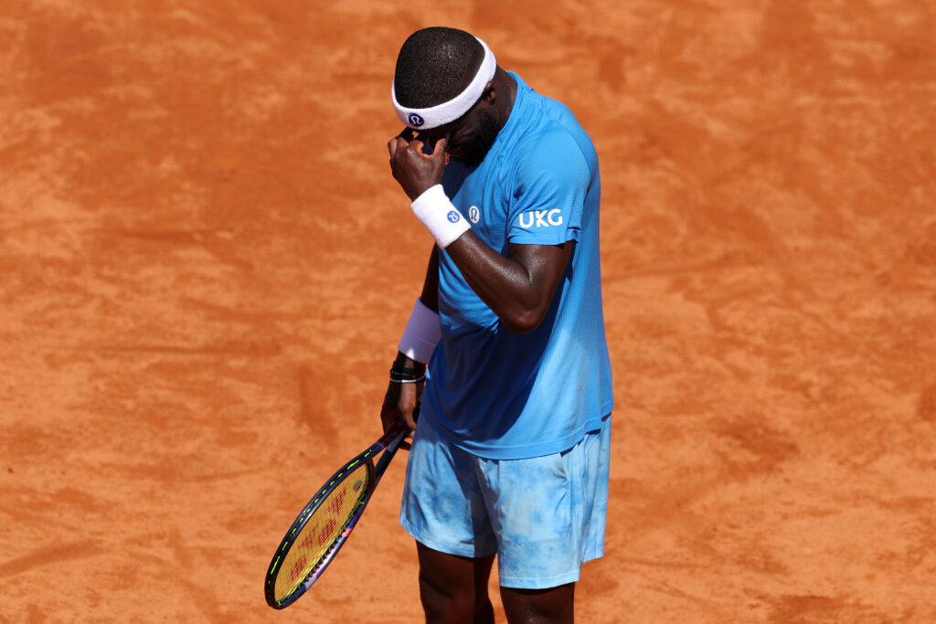 Frances Tiafoe reacts in Rome.