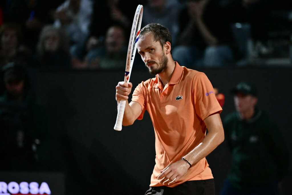 Daniil Medvedev reacts in Rome.